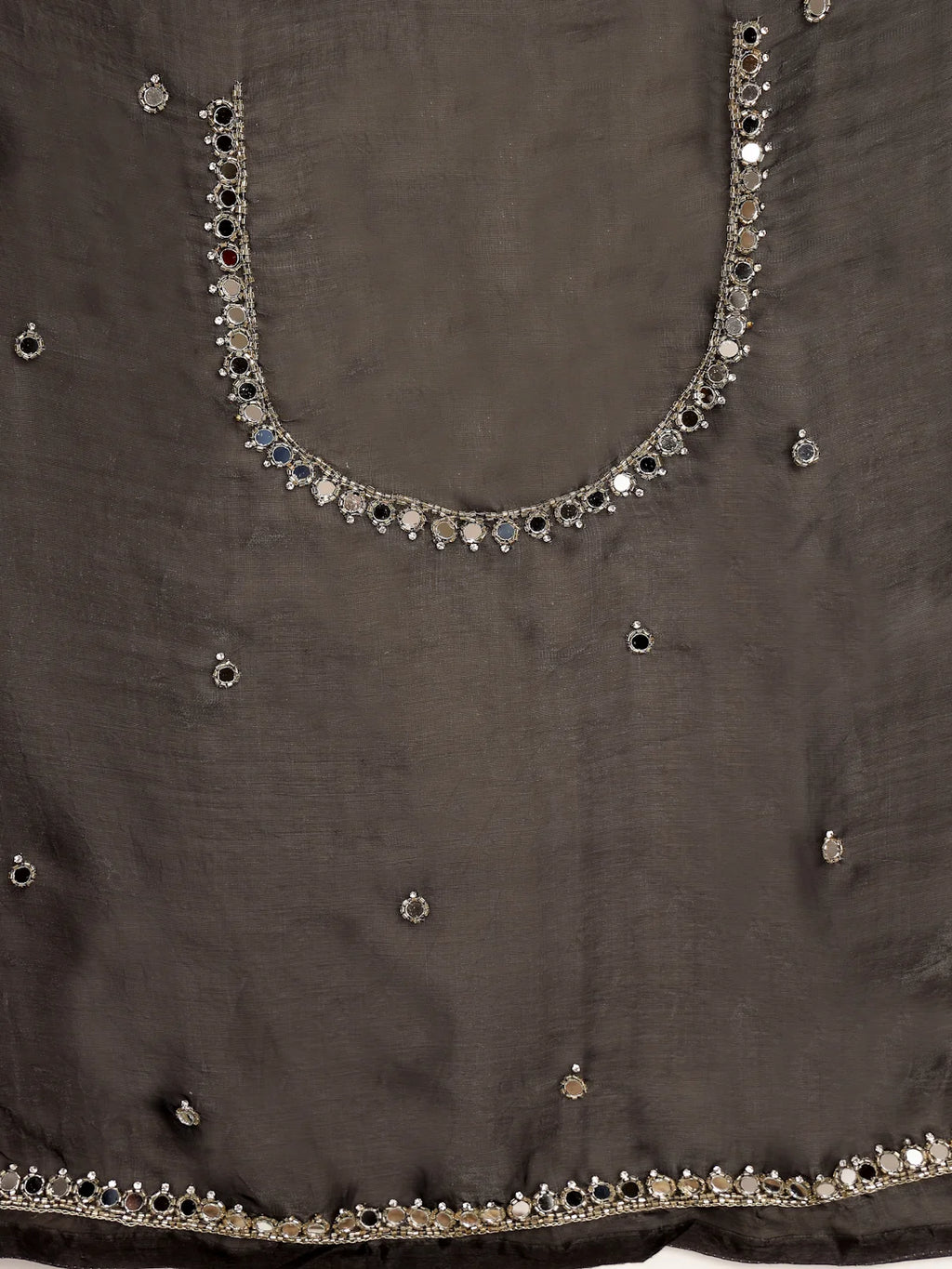 Unstitched Space Silk Blouse Piece with Mirror Work Detailing
