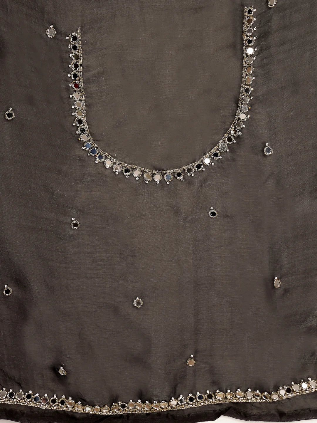 Unstitched Space Silk Blouse Piece with Mirror Work Detailing