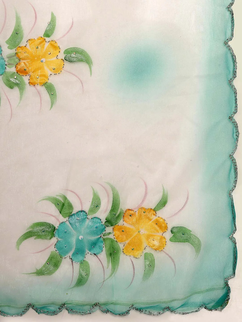 Close up View of Artistic Floral Motif with Scalloped Edge Detail