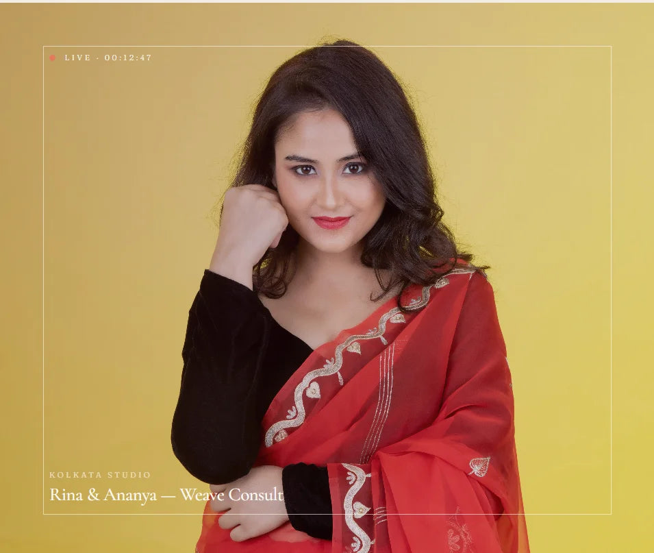 Sukunj red net saree